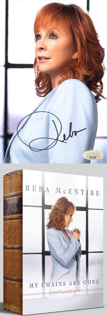 Reba McEntire Autographed 5.5x8.5 Photo/Art Card- JSA - 2022 My Chains Are Gone CD Boxset-Powers Sports Memorabilia