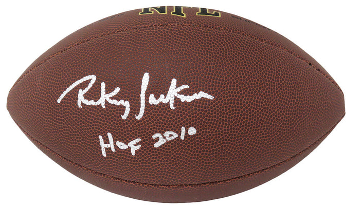 Rickey Jackson Autographed Wilson Super Grip Full Size NFL Football with HOF 2010-Powers Sports Memorabilia
