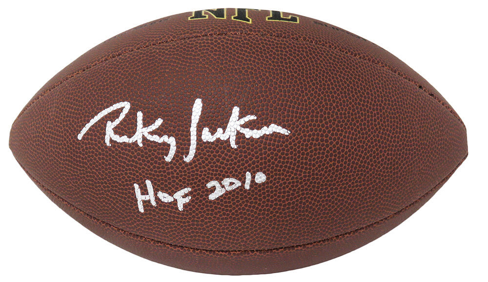 Rickey Jackson Autographed Wilson Super Grip Full Size NFL Football with HOF 2010-Powers Sports Memorabilia