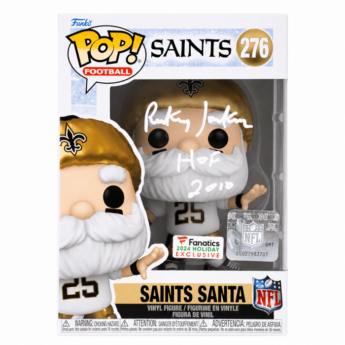 Rickey Jackson Autographed New Orleans Saints SANTA Funko Pop Doll #276 with HOF 2010-Powers Sports Memorabilia
