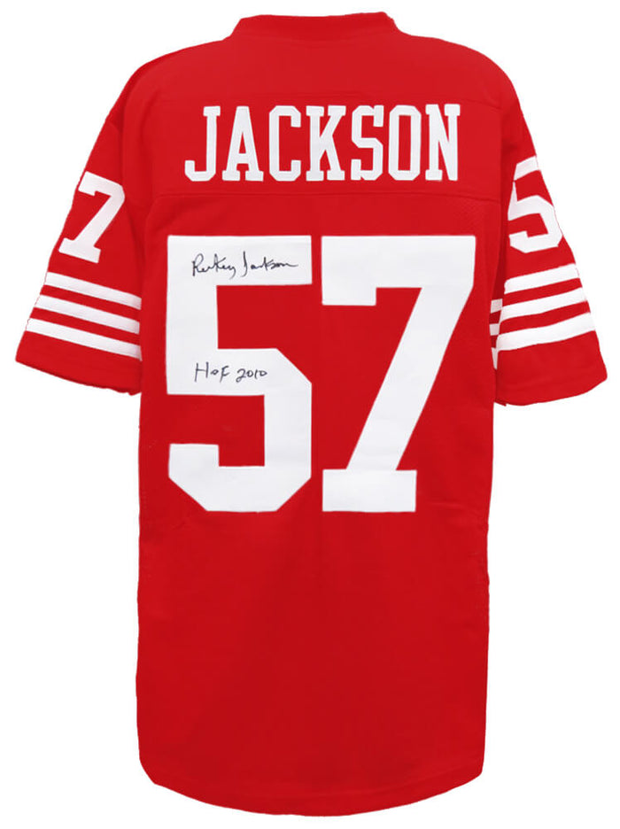 Rickey Jackson Autographed Red Custom Football Jersey with HOF 2010-Powers Sports Memorabilia