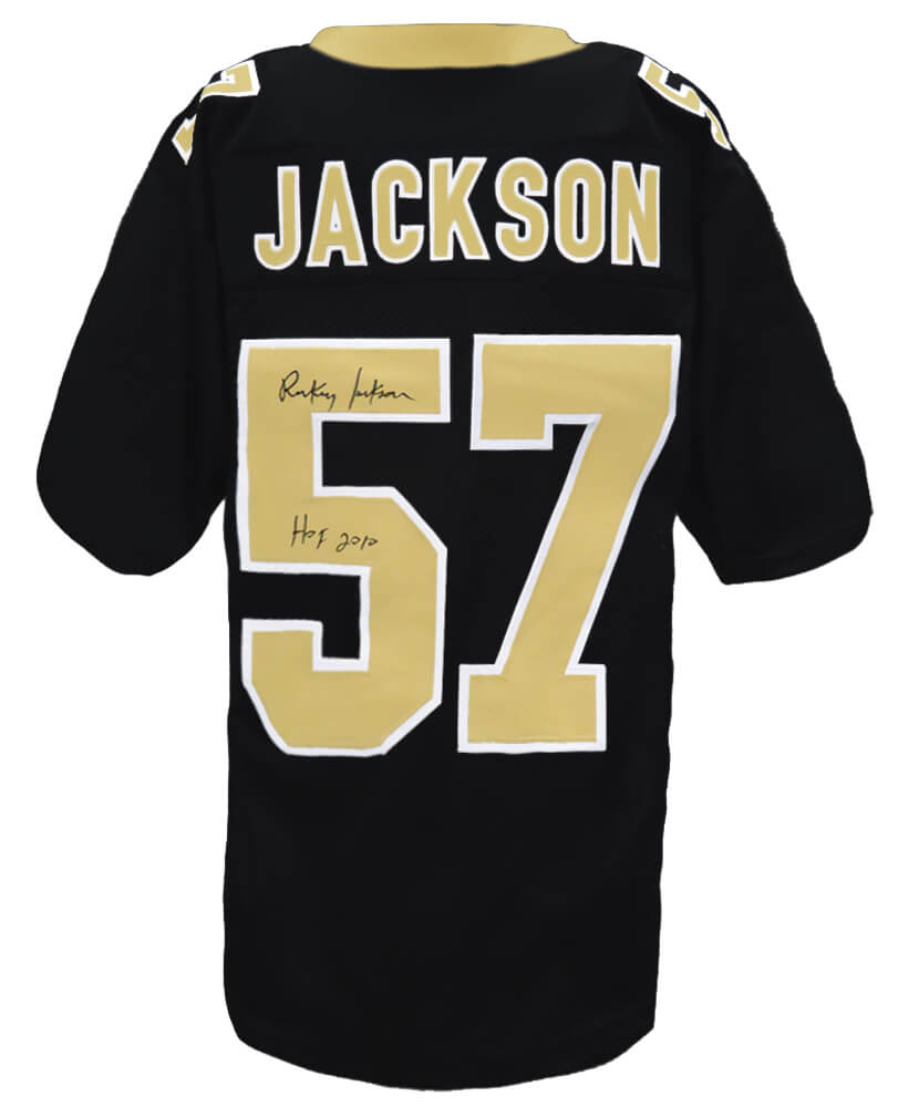 Rickey Jackson Autographed Black Custom Football Jersey with HOF 2010-Powers Sports Memorabilia