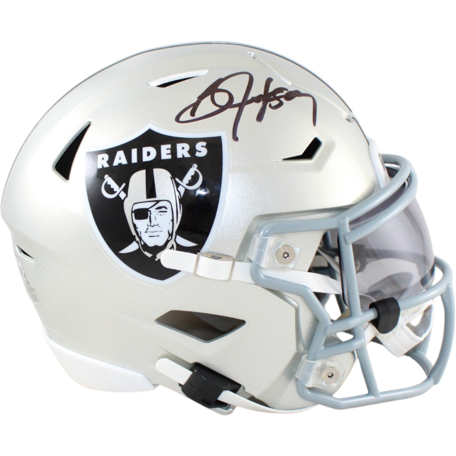 Bo Jackson Las Vegas Raiders Mid-Size Midi Signed Helmet Beckett WIT 58523 Beckett-Powers Sports Memorabilia