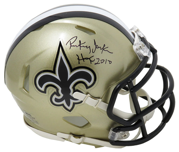 Rickey Jackson Autographed New Orleans Saints Riddell Speed Mini Helmet with HOF 2010-Powers Sports Memorabilia