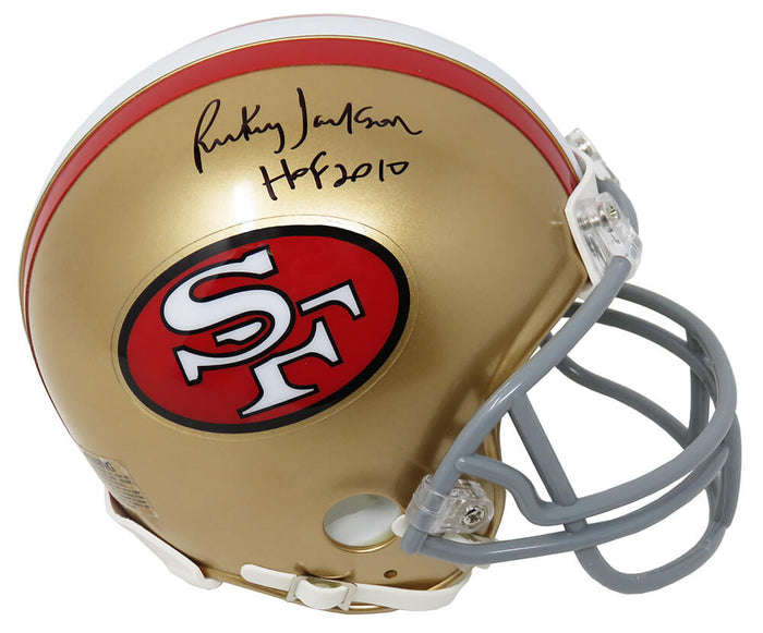 Rickey Jackson Autographed 49ers Riddell Mini Helmet with HOF 2010-Powers Sports Memorabilia