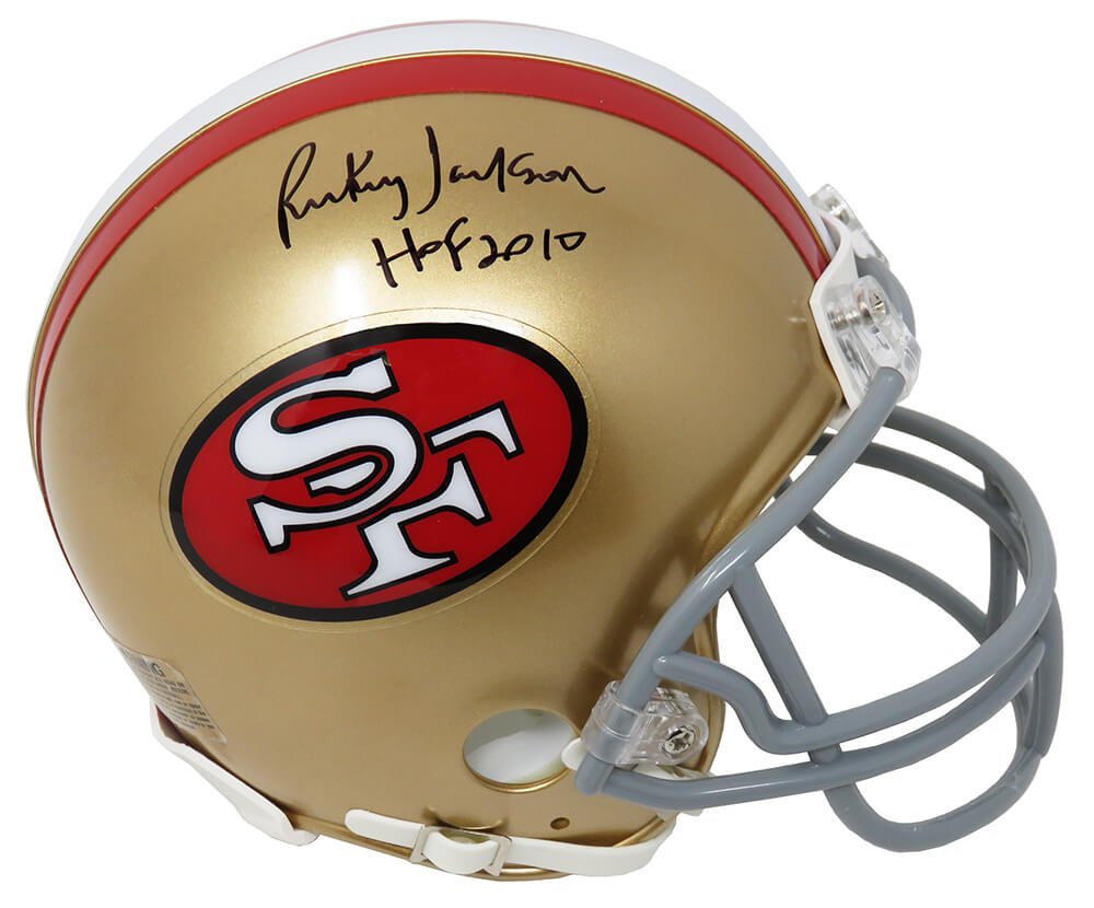 Rickey Jackson Autographed 49ers Riddell Mini Helmet with HOF 2010-Powers Sports Memorabilia