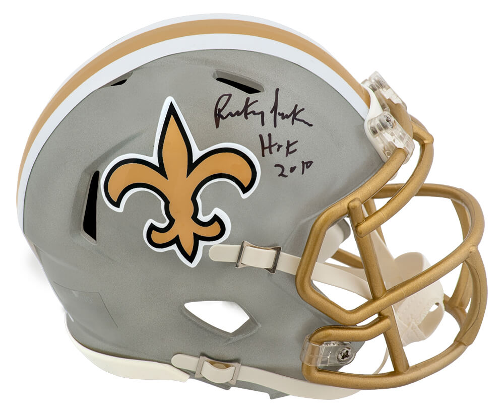 Rickey Jackson Autographed New Orleans Saints FLASH Riddell Speed Mini Helmet with HOF 2010-Powers Sports Memorabilia