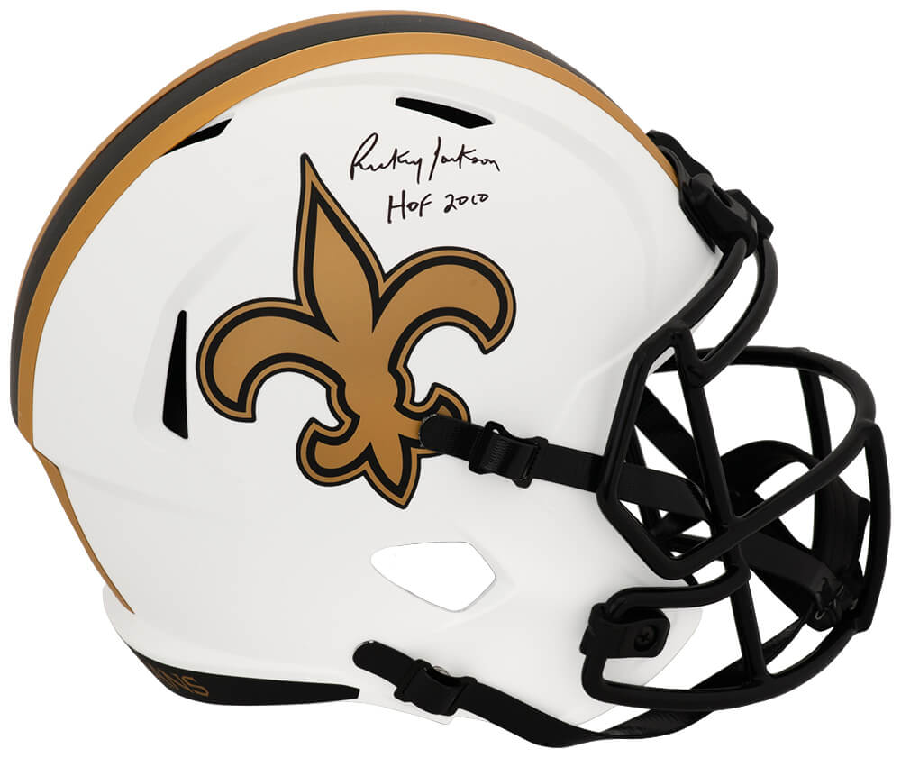 Rickey Jackson Autographed New Orleans Saints LUNAR Riddell Full Size Speed Replica Helmet with HOF 2010-Powers Sports Memorabilia
