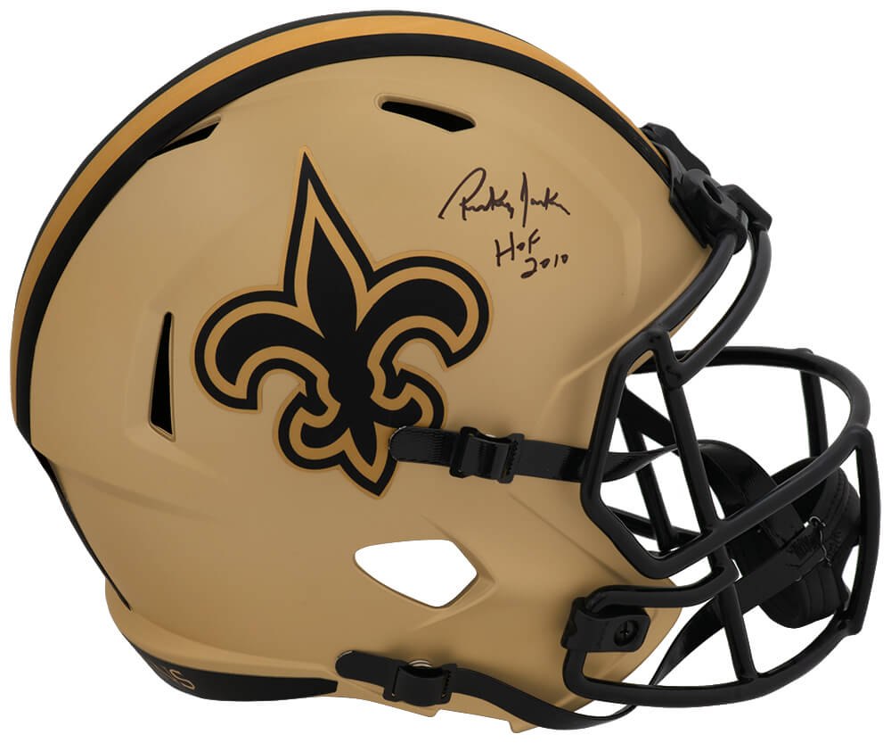 Rickey Jackson Autographed New Orleans Saints RAVE Riddell Full Size Speed Replica Helmet with HOF 2010-Powers Sports Memorabilia