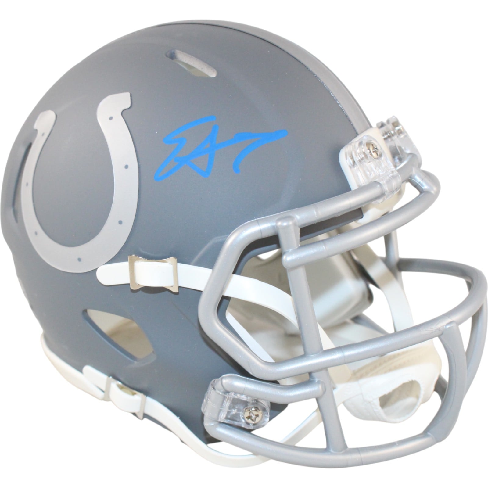 Edgerrin James Signed Indianapolis Colts Slate Mini Helmet – Beckett Authenticated-Powers Sports Memorabilia