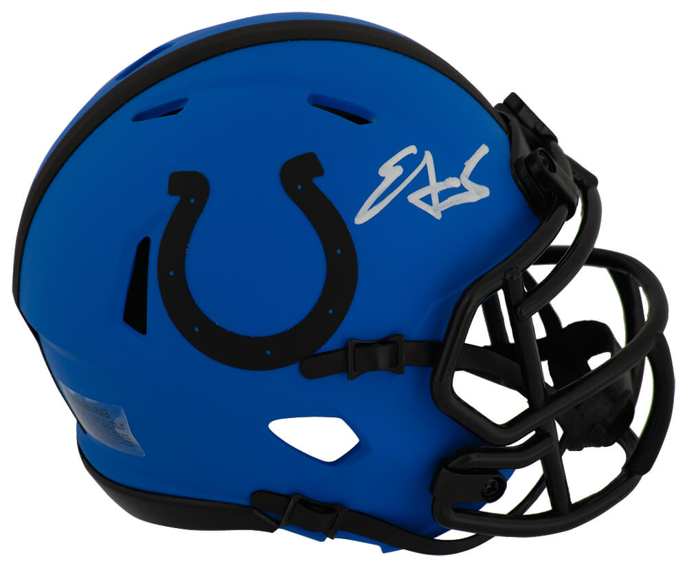 Edgerrin James Autographed Indianapolis Colts RAVE Riddell Speed Mini Helmet-Powers Sports Memorabilia