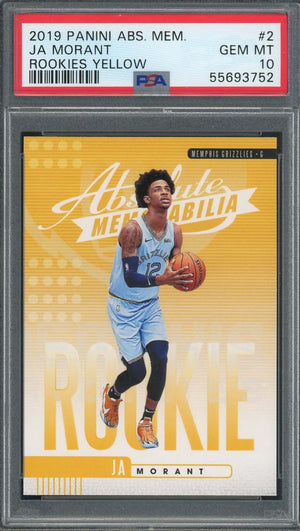 Ja Morant 2019 Panini Absolute Memorabilia Yellow Rookie Card #2 PSA 10-Powers Sports Memorabilia