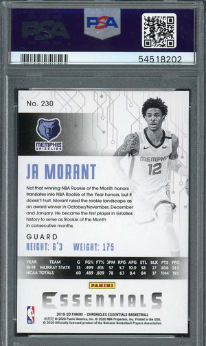Ja Morant 2019 Panini Chronicles Basketball Rookie Card RC #230 Graded PSA 10-Powers Sports Memorabilia