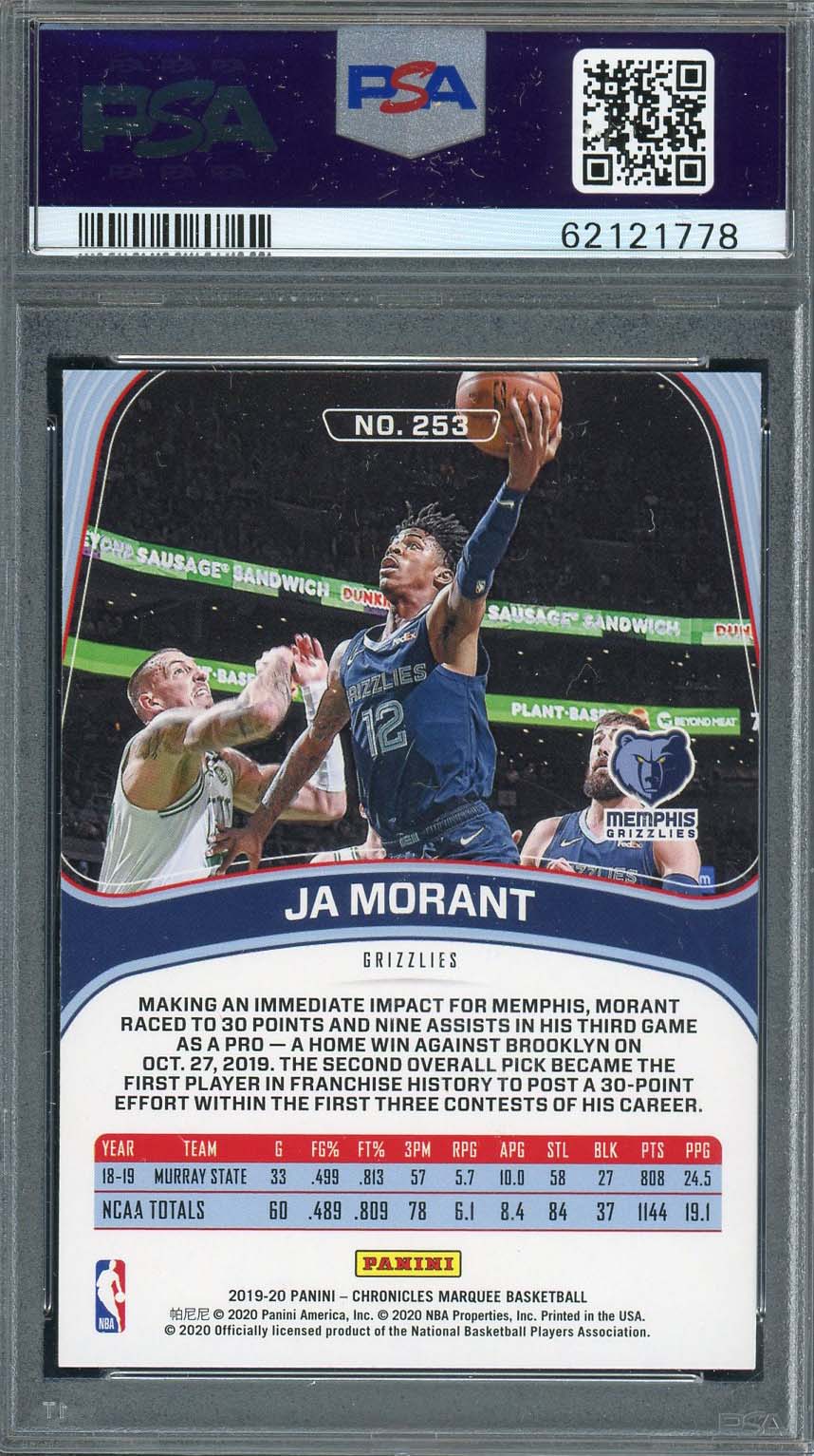 Ja Morant 2019 Panini Chronicles Basketball Rookie Card RC #253 Graded PSA 10-Powers Sports Memorabilia