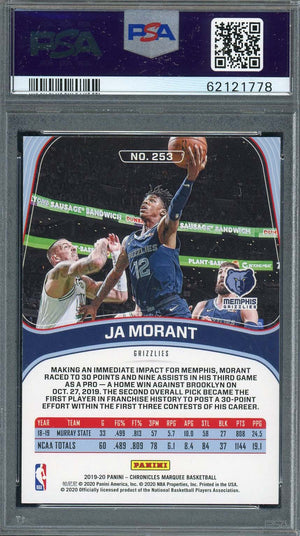 Ja Morant 2019 Panini Chronicles Basketball Rookie Card RC #253 Graded PSA 10-Powers Sports Memorabilia