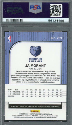 Ja Morant 2019 Panini Hoops Premium Stock Rookie Card RC #259 Graded PSA 10-Powers Sports Memorabilia