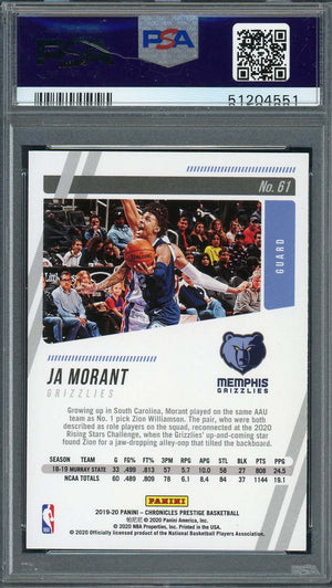 Ja Morant 2019 Panini Chronicles Basketball Rookie Card RC #61 Graded PSA 10-Powers Sports Memorabilia