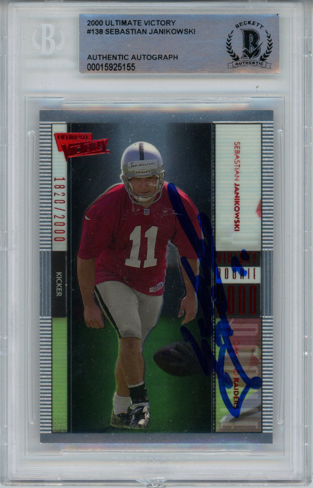 Sebastian Janikowski Oakland Raiders Signed Card - 2000 Upper Deck Ultimate Victory #138 Beckett-Powers Sports Memorabilia