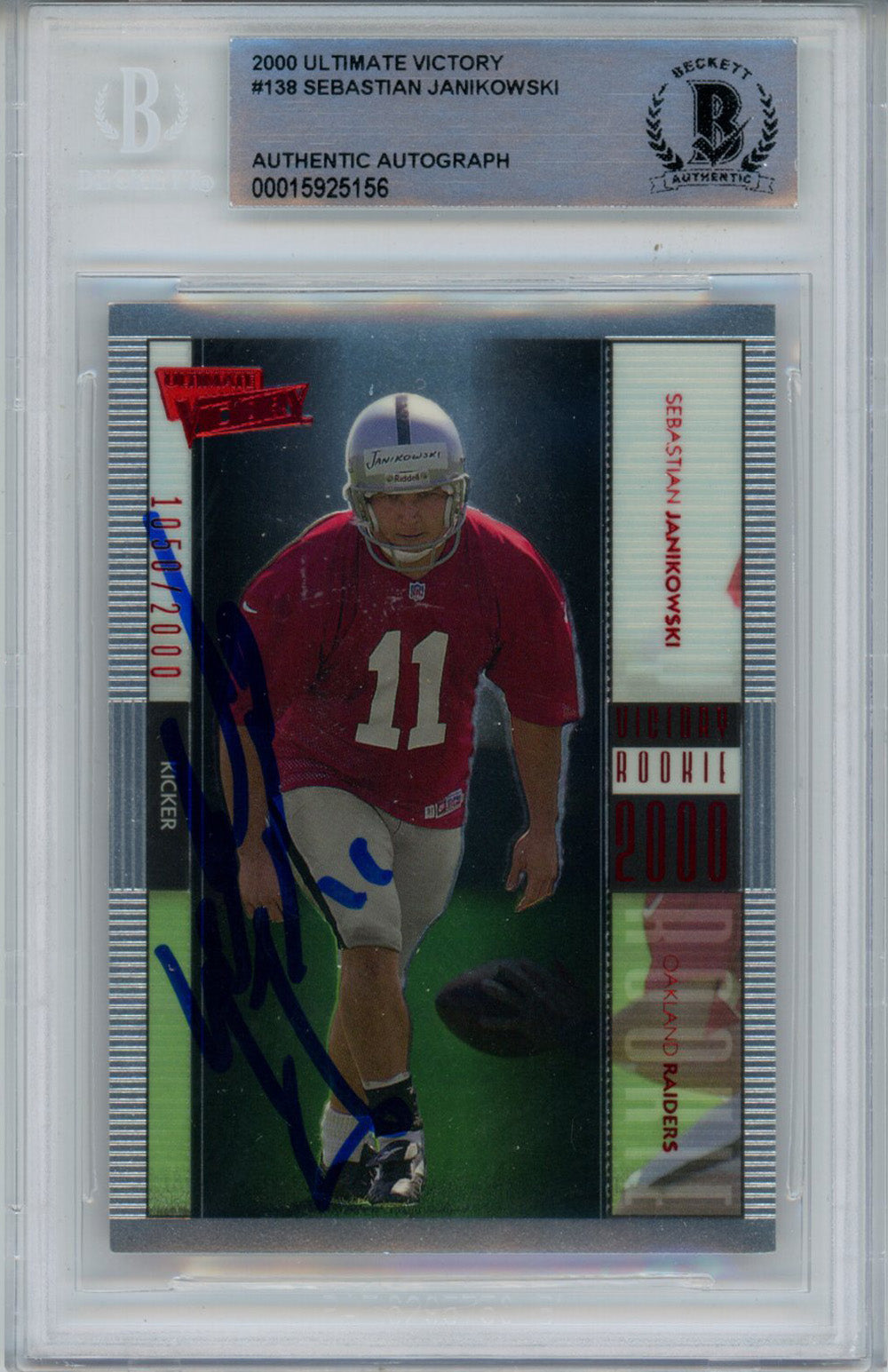 Sebastian Janikowski Oakland Raiders Signed Card - 2000 Upper Deck Ultimate Victory #138 Beckett - 42915-Powers Sports Memorabilia