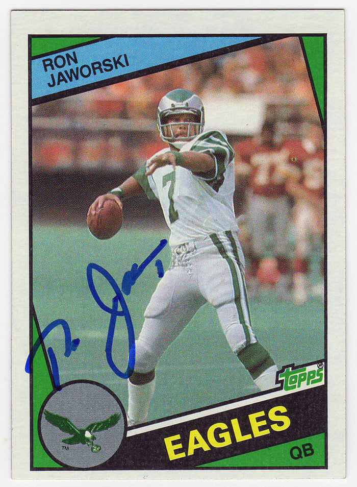 Ron Jaworski Autographed Philadelphia Eagles 1984 Topps Football Trading Card #330-Powers Sports Memorabilia