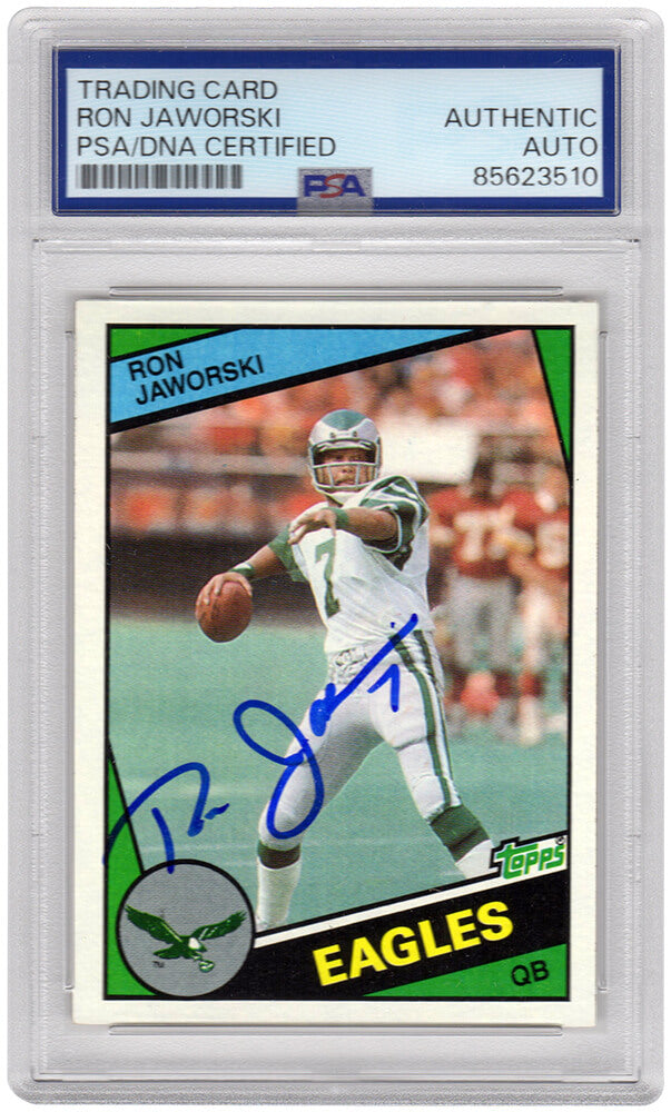 Ron Jaworski Autographed Philadelphia Eagles 1984 Topps Football Card #330 - (PSA Encapsulated)-Powers Sports Memorabilia