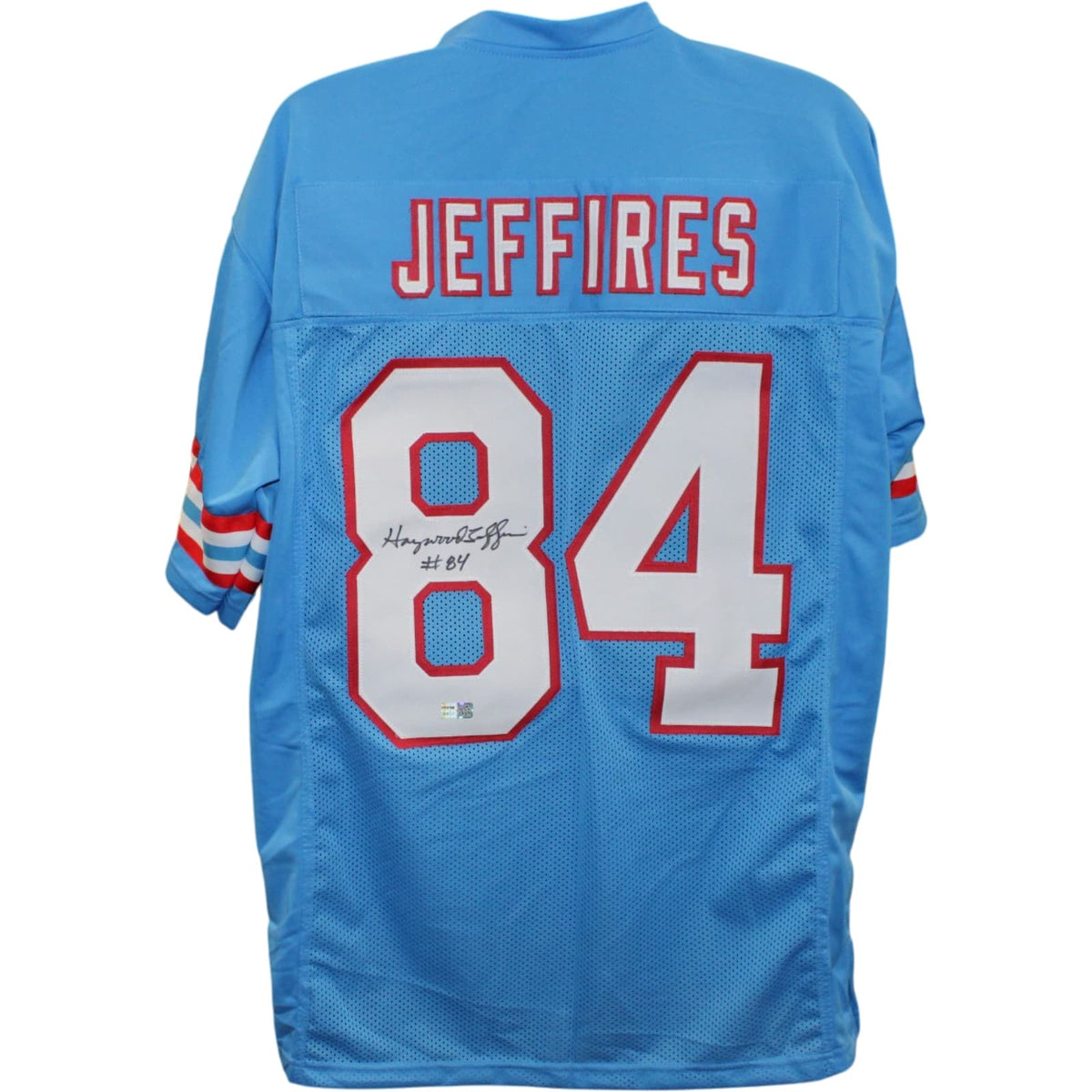 Haywood Jefferies Houston Oilers Signed Jersey - Pro Style Blue Size XL Tristar Productions-Powers Sports Memorabilia