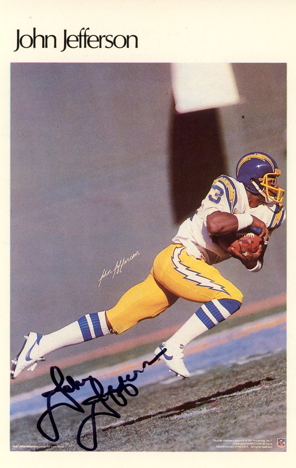 John Jefferson San Diego Chargers Mini Signed Poster 9/50-Powers Sports Memorabilia