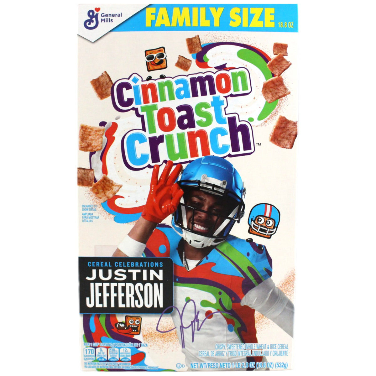 Justin Jefferson Minnesota Vikings Signed Mini Helmet - Cereal Box Beckett Witness Beckett-Powers Sports Memorabilia