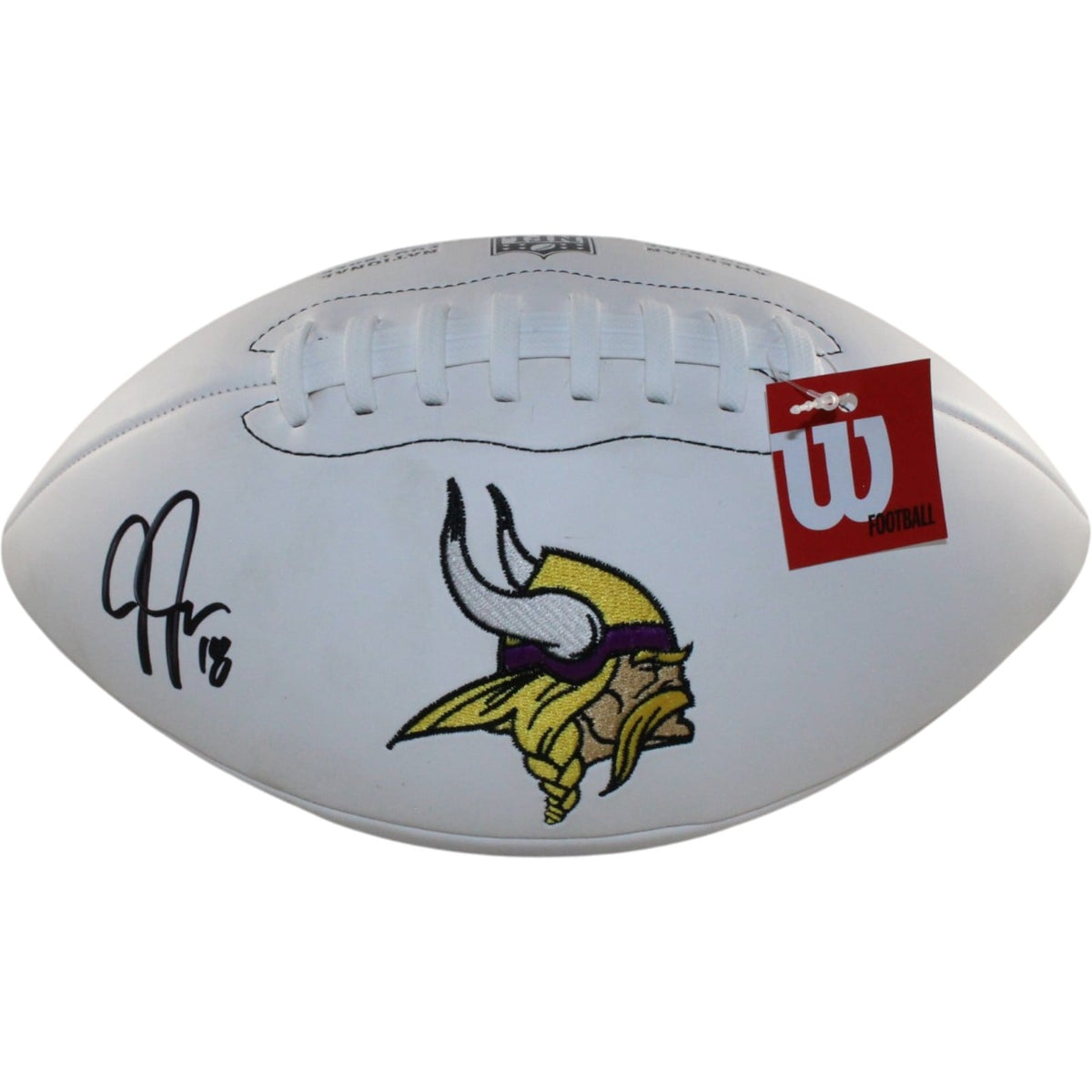 Justin Jefferson Signed Minnesota Vikings Logo Football Beckett WIT-Powers Sports Memorabilia
