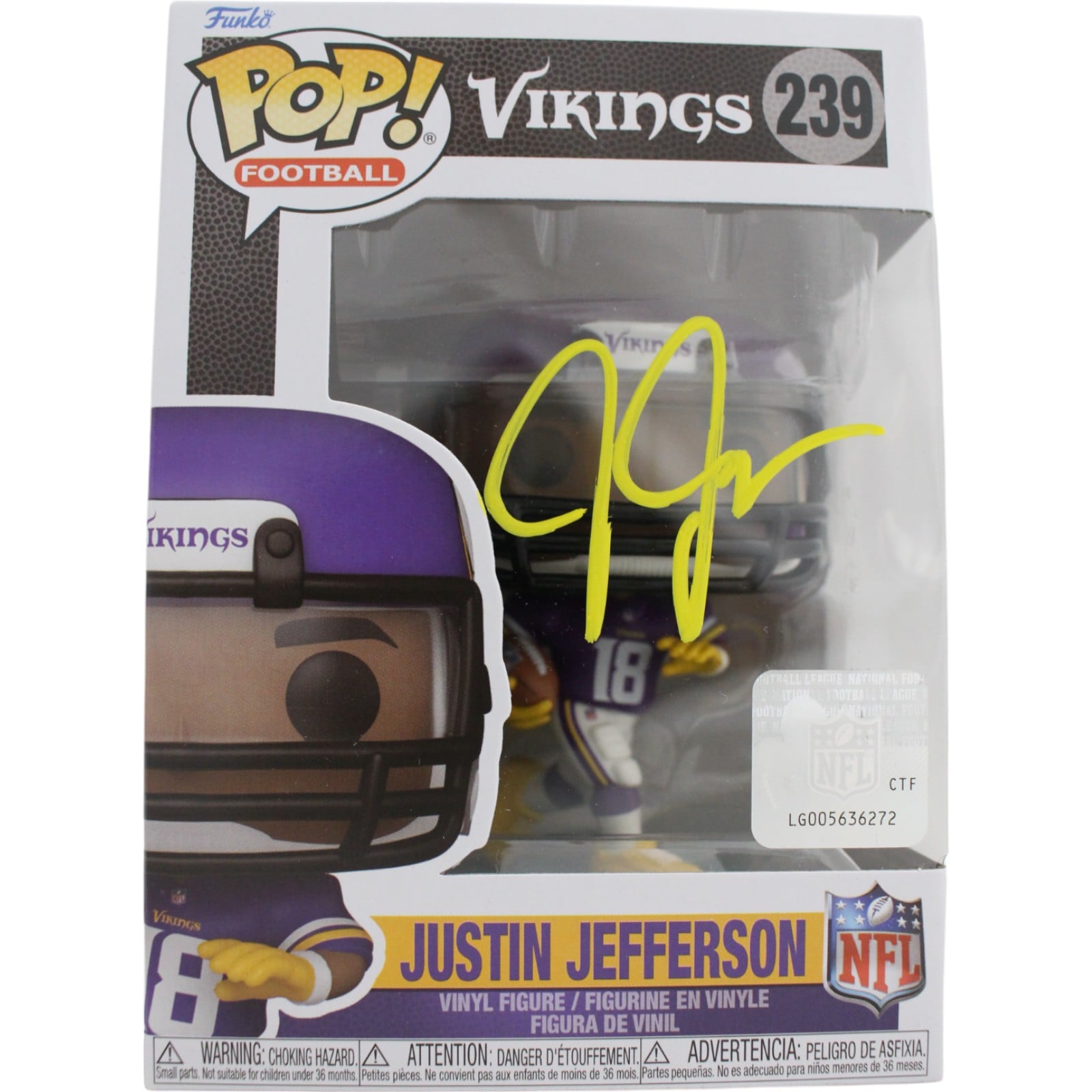 Justin Jefferson Signed Minnesota Vikings Funko Pop! #239 – Beckett Authenticated-Powers Sports Memorabilia