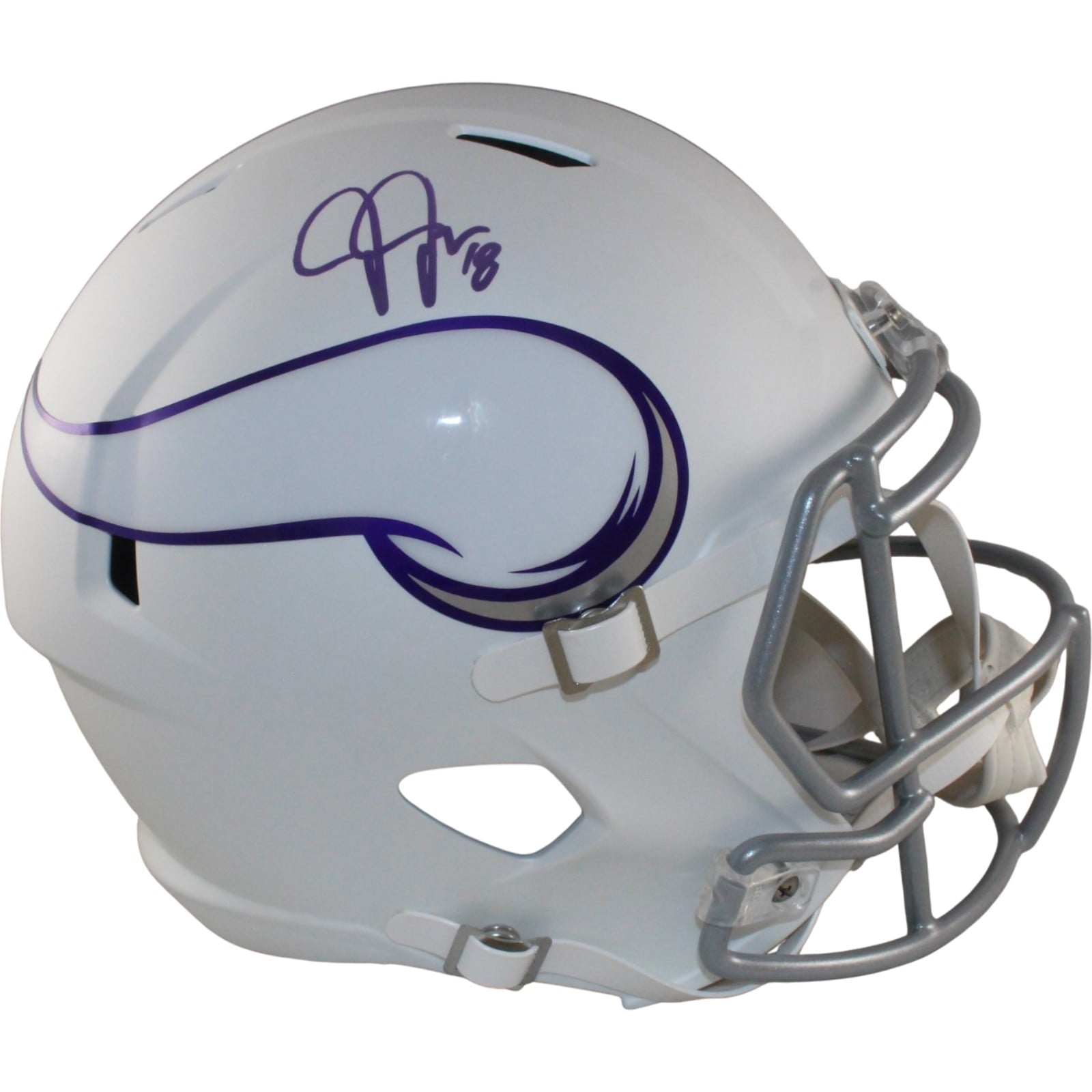 Justin Jefferson Signed Minnesota Vikings Full-Size 2024 ALT Helmet – Beckett Authenticated-Powers Sports Memorabilia