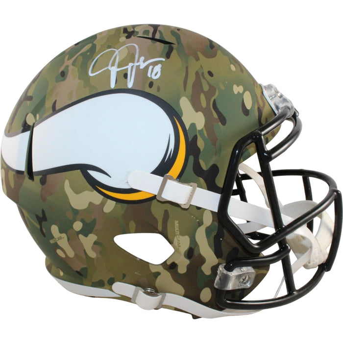 Justin Jefferson Signed Minnesota Vikings Full-Size Camo Helmet Beckett WIT-Powers Sports Memorabilia