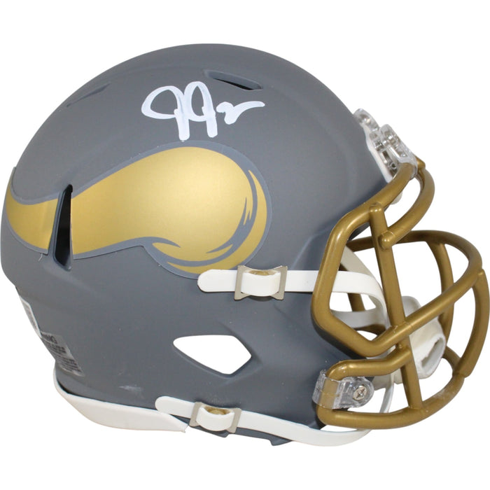 Justin Jefferson Signed Minnesota Vikings Mini Helmet Slate – Beckett Authenticated-Powers Sports Memorabilia