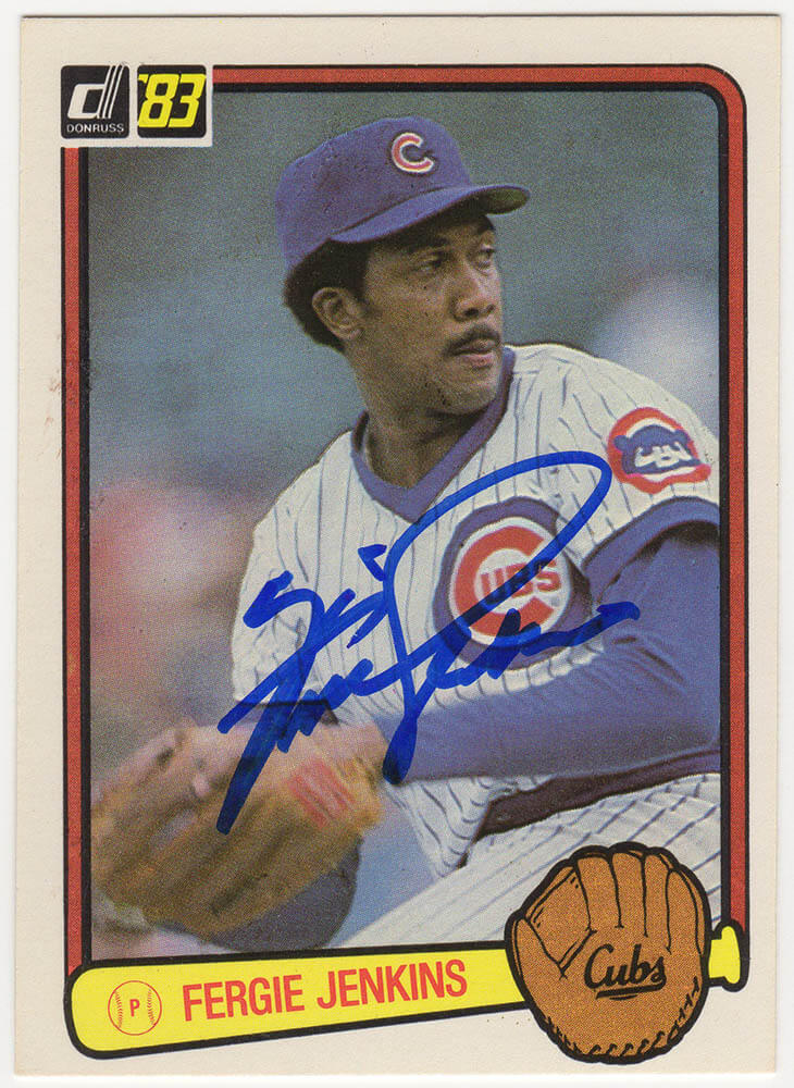 Fergie Jenkins Autographed Chicago Cubs 1983 Donruss Baseball Trading Card #300-Powers Sports Memorabilia