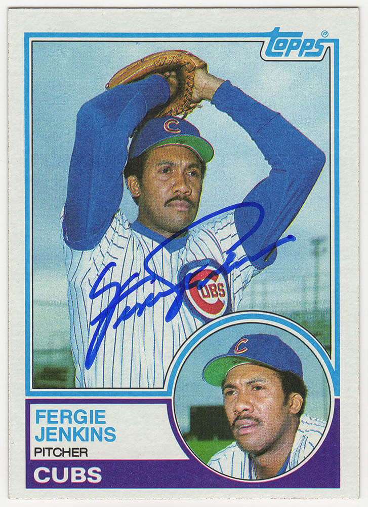 Fergie Jenkins Autographed Chicago Cubs 1983 Topps Baseball Trading Card #230-Powers Sports Memorabilia