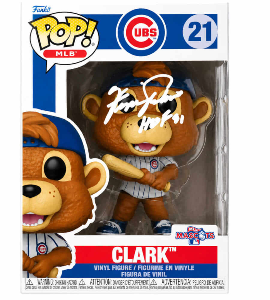 Fergie Jenkins Autographed Chicago Cubs Clark Mascot Funko Pop Doll #21 with HOF'91-Powers Sports Memorabilia
