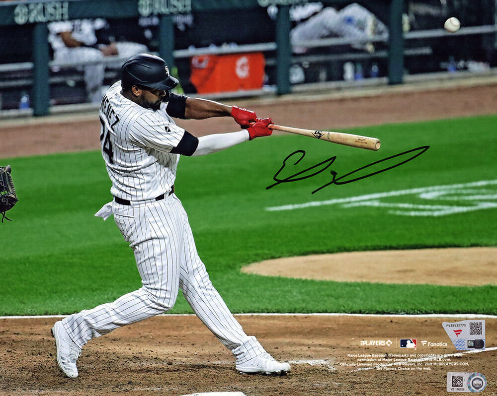 Eloy Jimenez Autographed Chicago White Sox Hitting 8x10 Photo - (Fanatics)-Powers Sports Memorabilia