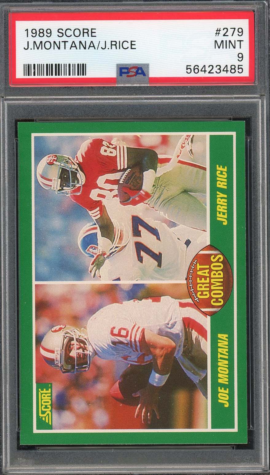 Joe Montana Jerry Rice 1989 Score Football Card #279 Graded PSA 9-Powers Sports Memorabilia