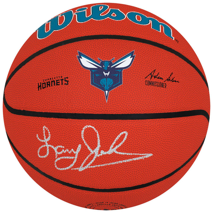 Larry Johnson Autographed Charlotte Hornets Logo Wilson NBA Basketball-Powers Sports Memorabilia