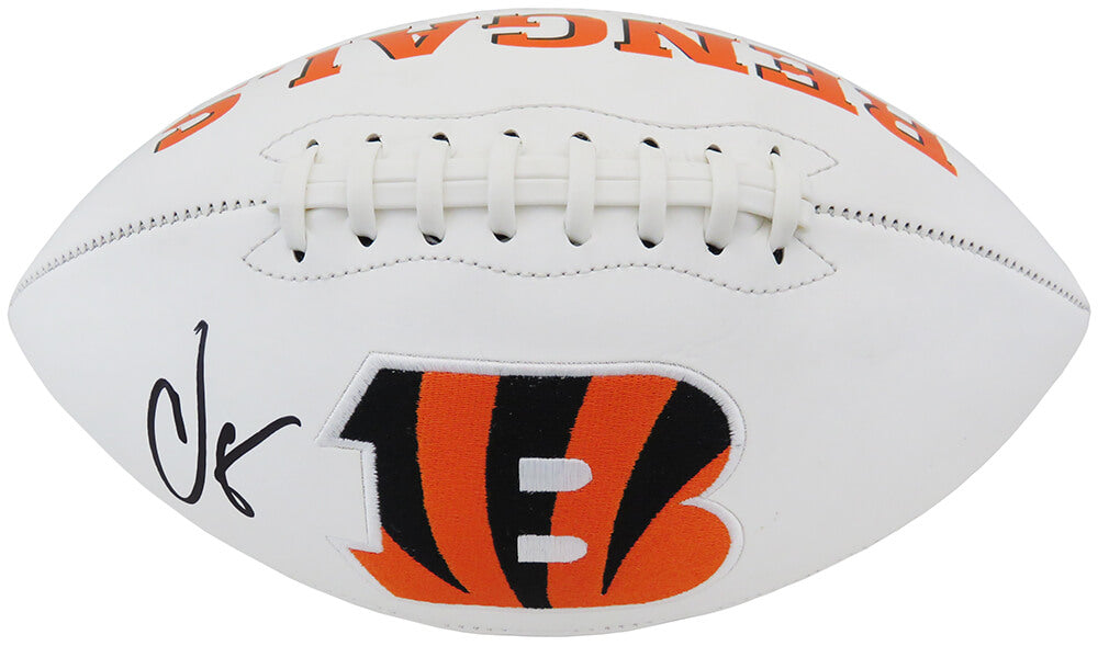 Chad Johnson Autographed Cincinnati Bengals White Logo Football-Powers Sports Memorabilia