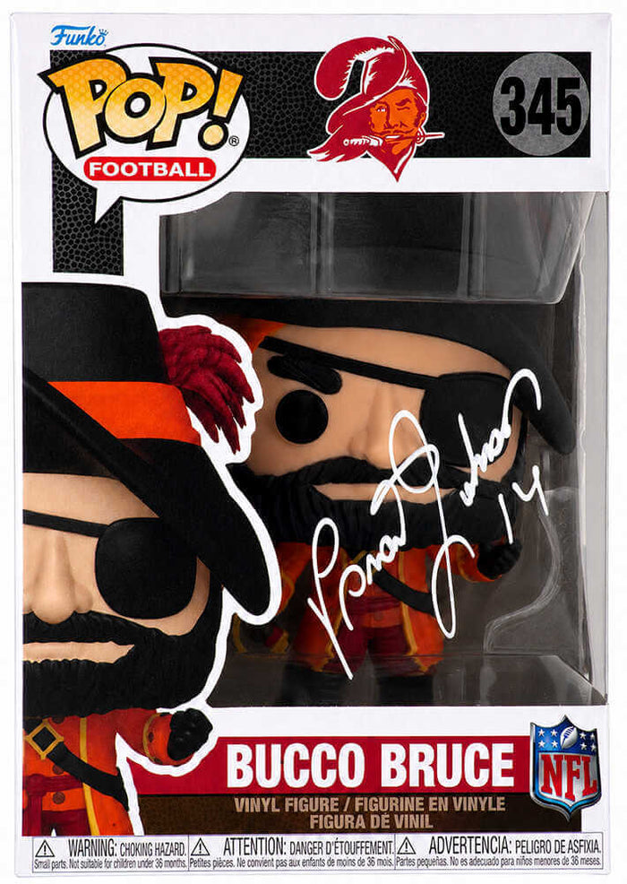 Brad Johnson Autographed Tampa Bay Buccaneers Bucco Bruce Mascot Funko Pop Doll #345-Powers Sports Memorabilia