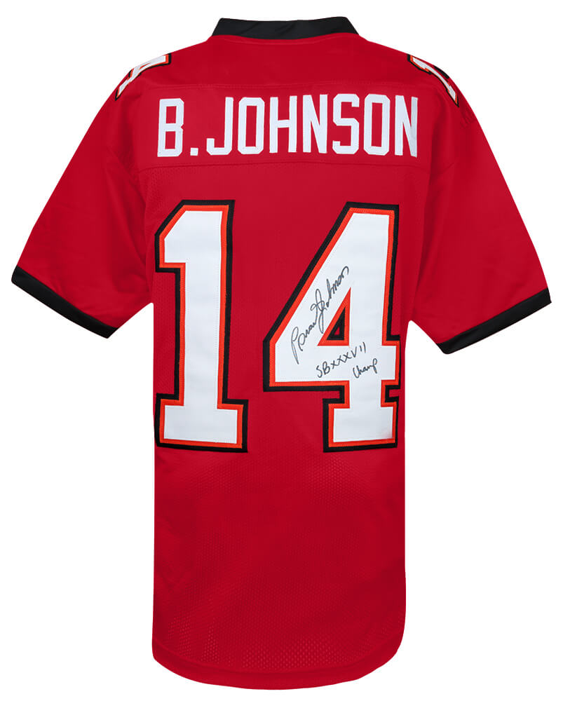 Brad Johnson Autographed Red Custom Football Jersey with SB XXXVII Champs-Powers Sports Memorabilia