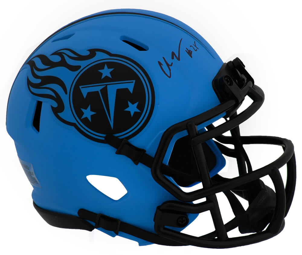 Chris Johnson Tennessee Titans Autographed RAVE Riddell Speed Mini Helmet-Powers Sports Memorabilia