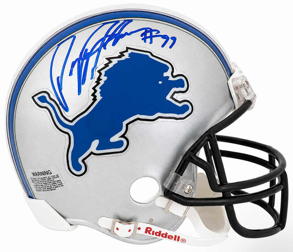 Pepper Johnson Autographed Detroit Lions Riddell (VSR4) Mini Helmet-Powers Sports Memorabilia