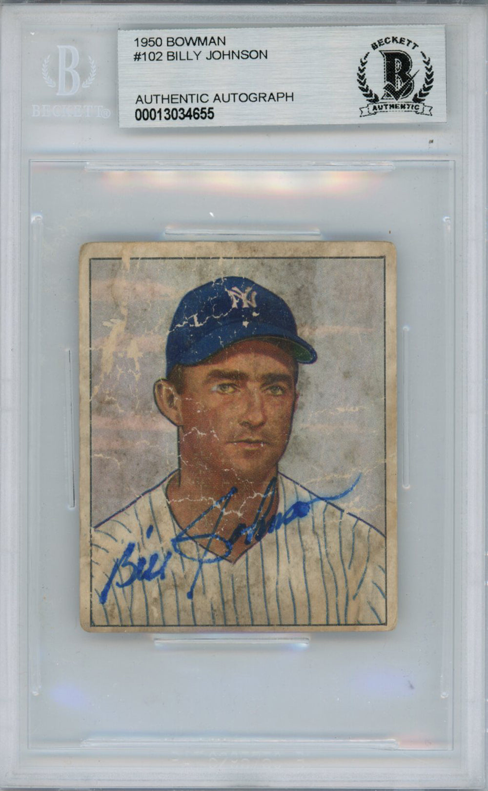 Billy Johnson New York Yankees Signed Card - 1950 Bowman #102 Beckett Slab Beckett-Powers Sports Memorabilia