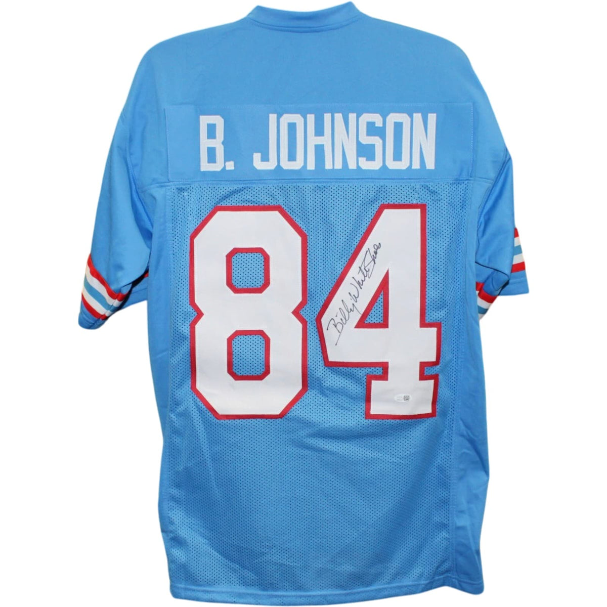 Billy White Shoes Johnson Houston Oilers Signed Jersey - Pro Style Blue Size XL JSA JSA-Powers Sports Memorabilia
