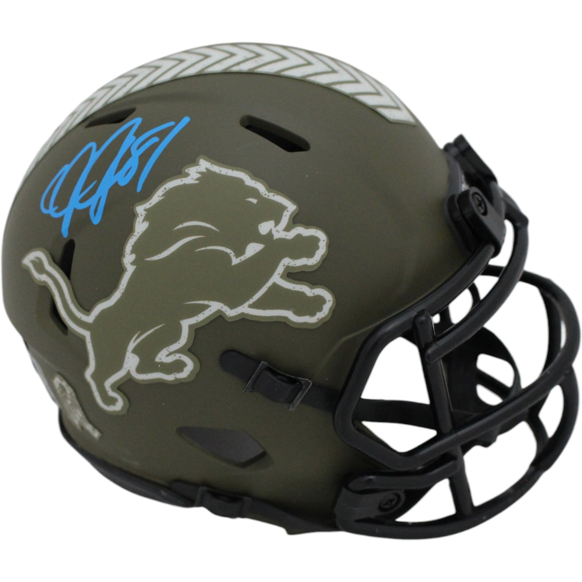 Calvin Johnson Signed Detroit Lions 2022 Salute Mini Helmet – Beckett Authenticated-Powers Sports Memorabilia