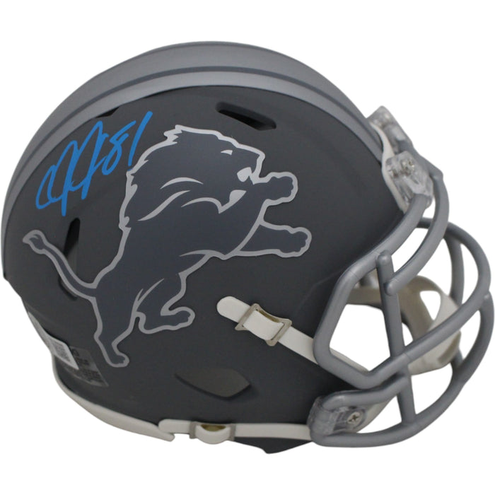 Calvin Johnson Signed Detroit Lions Slate Mini Helmet – Beckett Authenticated-Powers Sports Memorabilia