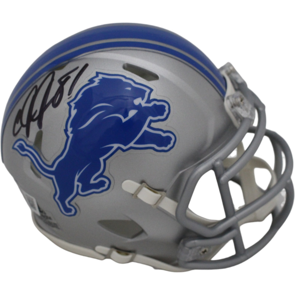 Calvin Johnson Detroit Lions Signed Mini Helmet-Powers Sports Memorabilia