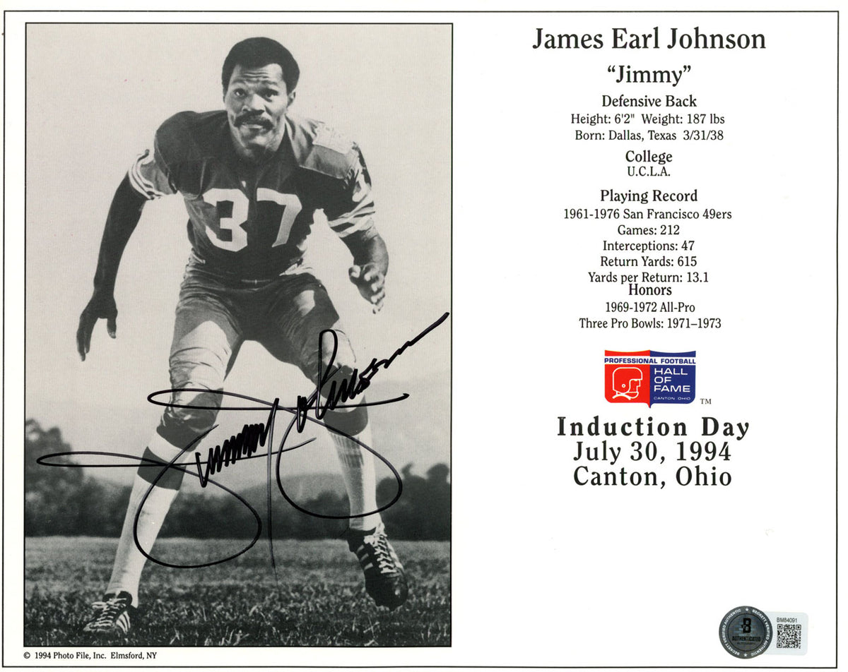 Jimmy Johnson San Francisco 49ers Signed 8x10 Photo - Beckett Beckett - 45664-Powers Sports Memorabilia